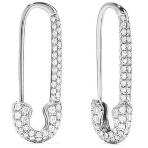 Safety Pin pave earrings White Cubic Zirconia